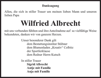 Traueranzeige von Wilfried Albrecht  von Magdeburger Volksstimme