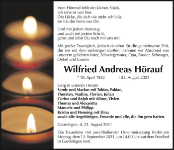 Traueranzeige von Wilfried Andreas Hörauf  von Magdeburger Volksstimme