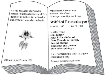 Traueranzeige von Wilfried Brietenhagen  von Magdeburger Volksstimme