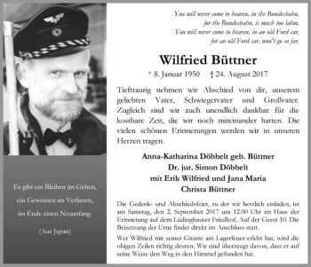 Traueranzeige von Wilfried Büttner  von Magdeburger Volksstimme