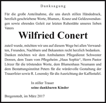 Traueranzeige von Wilfried Conert  von Magdeburger Volksstimme