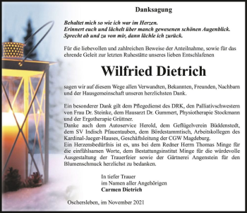 Traueranzeige von Wilfried Dietrich  von Magdeburger Volksstimme