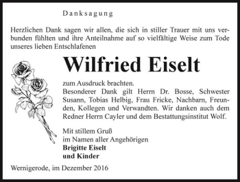 Traueranzeige von Wilfried Eiselt  von Magdeburger Volksstimme