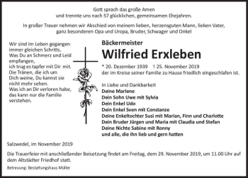 Traueranzeige von Wilfried Erxleben  von Magdeburger Volksstimme