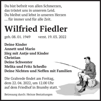 Traueranzeige von Wilfried Fiedler  von Magdeburger Volksstimme