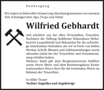 Traueranzeige von Wilfried Gebhardt  von Magdeburger Volksstimme