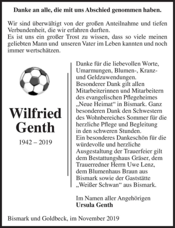 Traueranzeige von Wilfried Genth  von Magdeburger Volksstimme