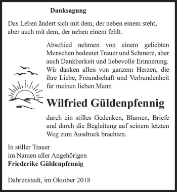 Traueranzeige von Wilfried Güldenpfennig  von Magdeburger Volksstimme