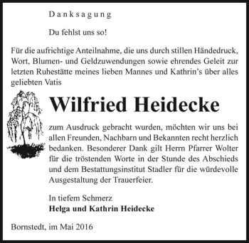 Traueranzeige von Wilfried Heidecke  von Magdeburger Volksstimme