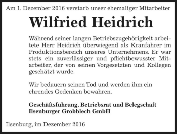Traueranzeige von Wilfried Heidrich  von Magdeburger Volksstimme