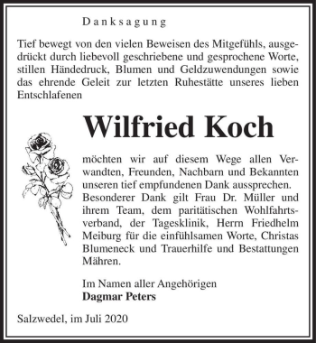 Traueranzeige von Wilfried Koch  von Magdeburger Volksstimme