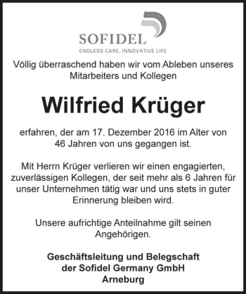 Traueranzeige von Wilfried Krüger  von Magdeburger Volksstimme