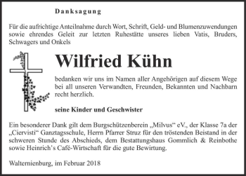 Traueranzeige von Wilfried Kühn  von Magdeburger Volksstimme