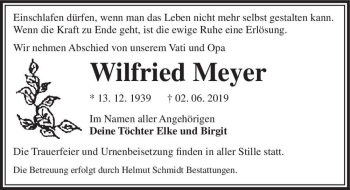 Traueranzeige von Wilfried Meyer  von Magdeburger Volksstimme