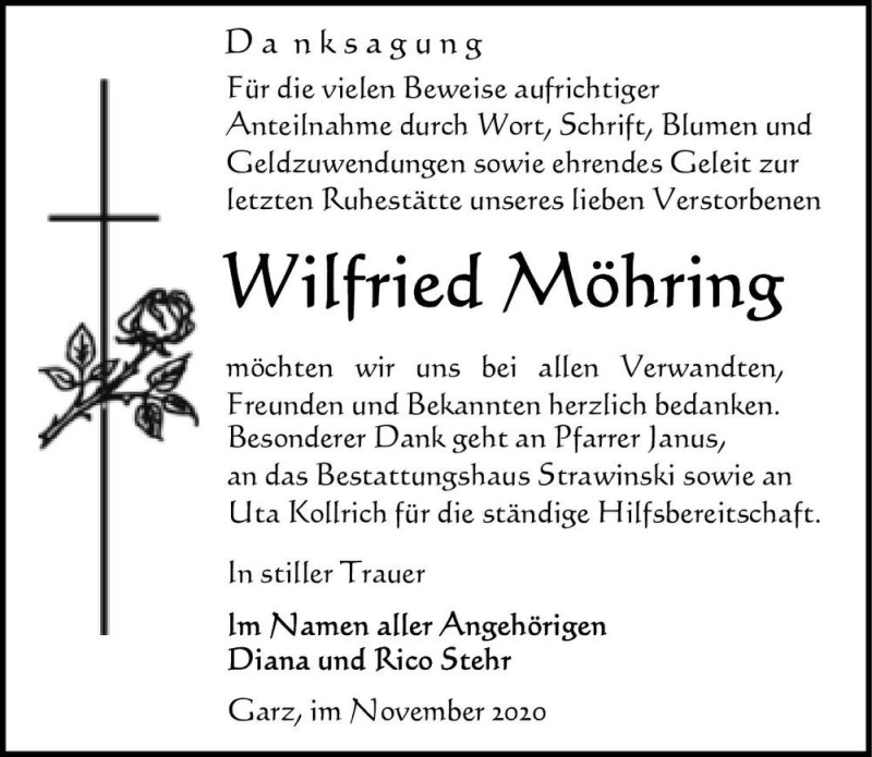 Traueranzeige für Wilfried Möhring  vom 05.12.2020 aus Magdeburger Volksstimme