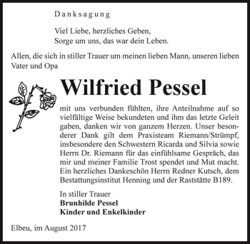 Traueranzeige von Wilfried Pessel  von Magdeburger Volksstimme