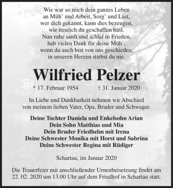Traueranzeige von Wilfried Pezler  von Magdeburger Volksstimme