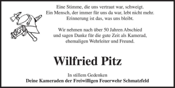 Traueranzeige von Wilfried Pitz  von Magdeburger Volksstimme