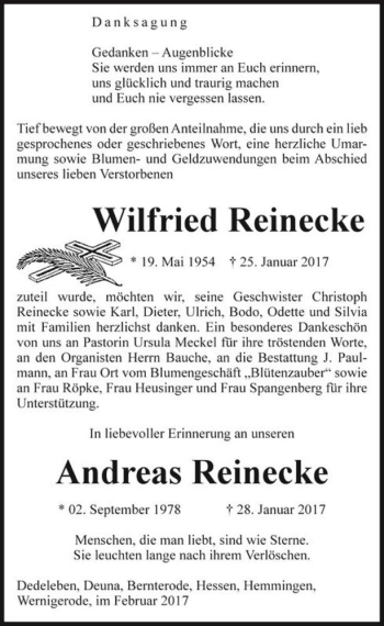 Traueranzeige von Wilfried Reinecke  von Magdeburger Volksstimme