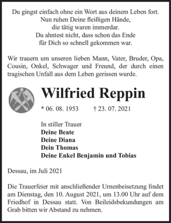 Traueranzeige von Wilfried Reppin  von Magdeburger Volksstimme