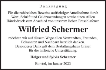 Traueranzeige von Wilfried Schermer  von Magdeburger Volksstimme