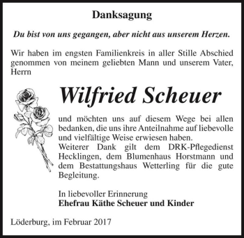 Traueranzeige von Wilfried Scheuer  von Magdeburger Volksstimme