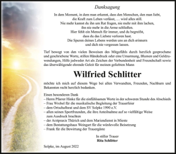 Traueranzeige von Wilfried Schlitter  von Magdeburger Volksstimme
