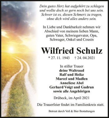 Traueranzeige von Wilfried Schulz  von Magdeburger Volksstimme