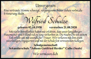 Traueranzeige von Wilfried Schulze  von Magdeburger Volksstimme