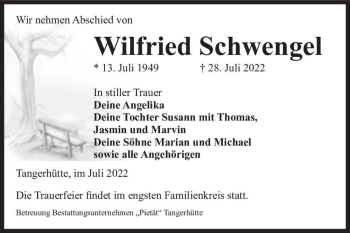 Traueranzeige von Wilfried Schwengel  von Magdeburger Volksstimme