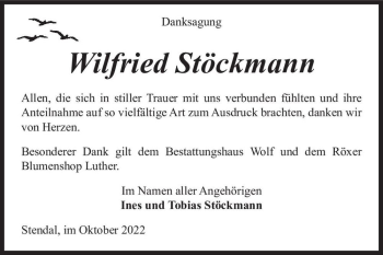 Traueranzeige von Wilfried Stöckmann  von Magdeburger Volksstimme