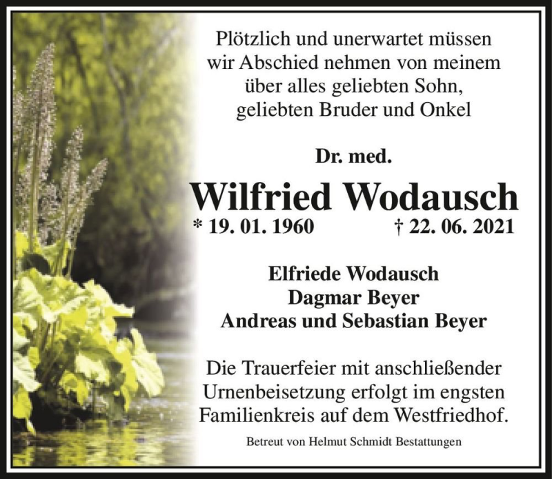  Traueranzeige für Wilfried Wodausch  vom 03.07.2021 aus Magdeburger Volksstimme
