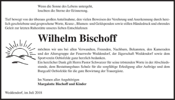 Traueranzeige von Wilhelm Bischoff  von Magdeburger Volksstimme