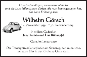 Traueranzeige von Wilhelm Görsch  von Magdeburger Volksstimme