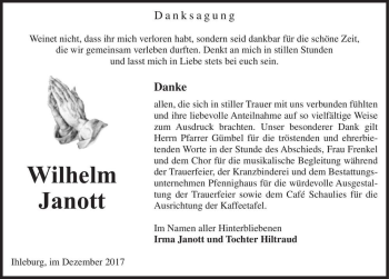 Traueranzeige von Wilhelm Janott  von Magdeburger Volksstimme