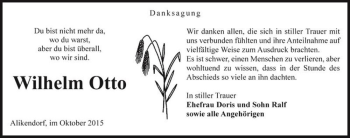 Traueranzeige von Wilhelm Otto  von Magdeburger Volksstimme