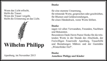 Traueranzeige von Wilhelm Philipp  von Magdeburger Volksstimme