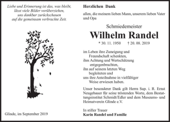Traueranzeige von Wilhelm Randel  von Magdeburger Volksstimme
