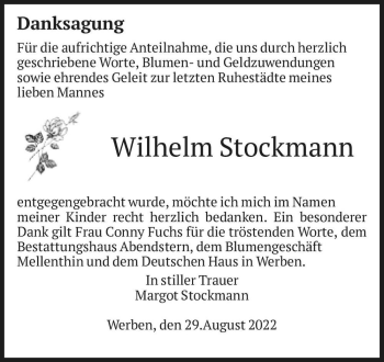 Traueranzeige von Wilhelm Stockmann  von Magdeburger Volksstimme