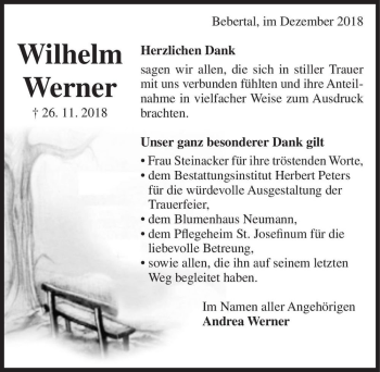 Traueranzeige von Wilhelm Werner  von Magdeburger Volksstimme