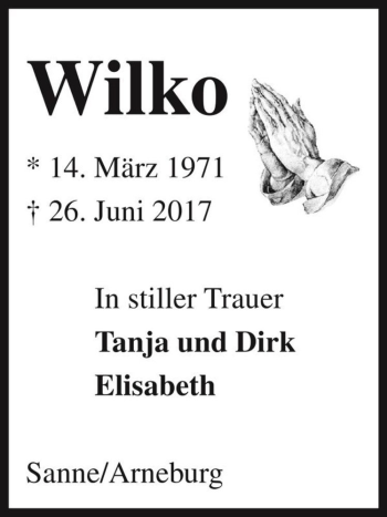 Traueranzeige von Wilko  von Magdeburger Volksstimme