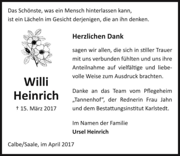Traueranzeige von Willi Heinrich  von Magdeburger Volksstimme