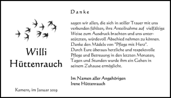 Traueranzeige von Willi Hüttenrauch  von Magdeburger Volksstimme