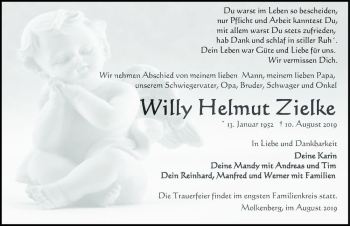 Traueranzeige von Willy Helmut Zielke  von Magdeburger Volksstimme