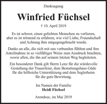 Traueranzeige von Winfried Füchsel  von Magdeburger Volksstimme