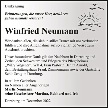 Traueranzeige von Winfried Neumann  von Magdeburger Volksstimme