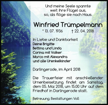 Traueranzeige von Winfried Trümpelmann  von Magdeburger Volksstimme