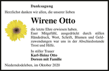 Traueranzeige von Wirene Otto  von Magdeburger Volksstimme