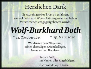 Traueranzeige von Wolf-Burkhard Both  von Magdeburger Volksstimme