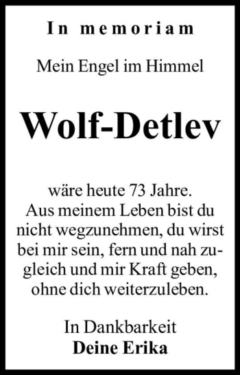 Traueranzeige von Wolf-Detlev Hallerbach  von Magdeburger Volksstimme